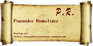 Popesku Romulusz névjegykártya